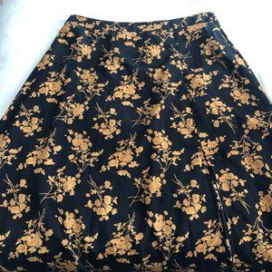 Shein Curve Black/Yellow Floral Long Skirt